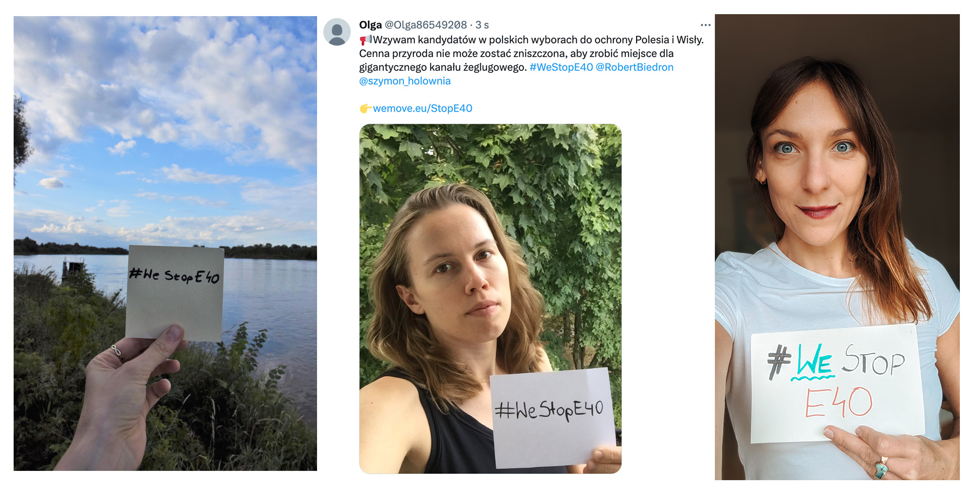 kolaż naszych zdjęć z hasztagiem #WeStopE40